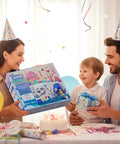 Family celebrating birthday with Kids Camping Set With Pop Up Tent And Outdoor Gear For Pretend Play Adventures gift
