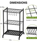 Garden Tool Organizer With 35 Slots And 6 Movable Hooks Heavy Duty Metal Tool Tower Rack For Garage Storage Black with dimensions