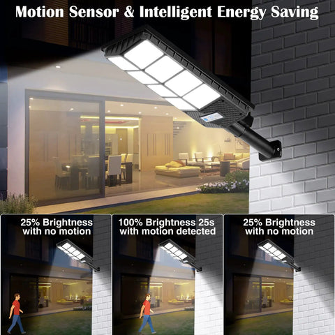 Ultra Bright Solar Street Lights Outdoor Waterproof 6500K 10000LM Flood Lights With 448 LEDs Dusk To Dawn Wide Angle Motion Sensor Remote Control For Yard Parking Lot Area Lighting 2 Pack