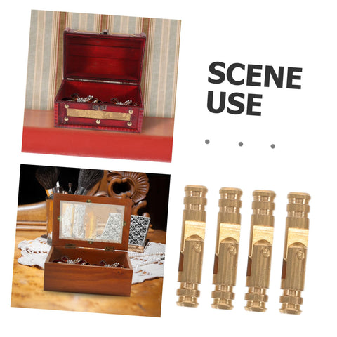 Hidden Brass Barrel Hinges Set Of 25 for jewelry boxes and cabinets displayed with open keepsake boxes on table scene