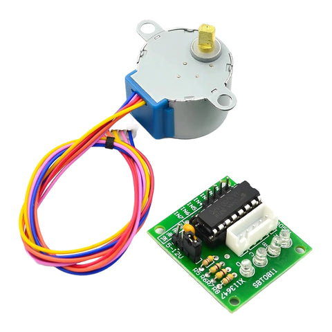 Two-piece DIYables 28BYJ-48 5V stepper motor with ULN2003 driver board and multicolor wiring