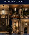 Top Shelf Black Outdoor Pendant Light For Porch With Water Ripple Glass Panels And Sleek Square Metal Frame Weatherproof Exterior Hanging Lantern Real Deal Farmhouse Glow Quick Setup in diverse outdoor settings.
