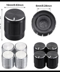 Eight Piece Floor Lamp Dimmer Switch Knob Replacement Set Includes Four Black And Four Silver Rotary Knobs 15 x 15mm