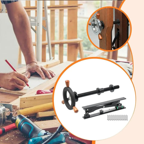 Heavy Duty Badass Bench Screw Vise With Quick Inertia Crank Wheel and Double Brace Brackets used for woodworking and clamping.