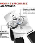 Close-up of Easy Turn Manual Can Opener With Comfy Grip From Marswell, showing sharper blade and ergonomic handle.