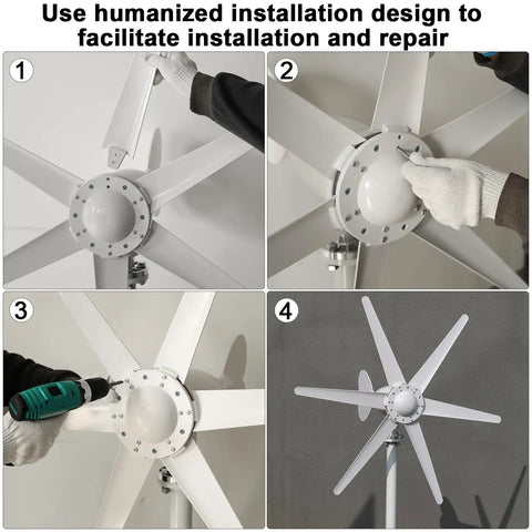 Installation process of 800W Wind Turbine Generator Kit 12V 24V With 6 Blade Design And Low Start Up Speed 1.0m/s