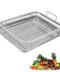 Two Piece Air Fryer Oven Basket Set With Tray And Grease Trap, Bacon Rack For Crisper, Kitchen Hack Approved For French Fries And Frozen Foods