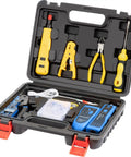 Pro Network Tool Kit For Cat6 Cat5e Cat5 With Pass Through RJ45 Crimp Tool Wire Tracker 110 88 Punchdown Tool in case