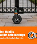 Heavy Duty 8 Inch Gate Wheels Rock Solid 360 Swivel Casters Built Tough Spring Loaded Suspension Rust Proof Fence Rollers 800 Lbs Capacity For Wood Or Steel Pipe Yard Gates Runs Smooth As Butter mounted on a gate.