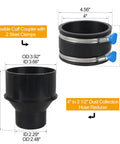 4 Inch To Two And A Half Inch Dust Collection Hose Reducer With Flexible 4 Inch Cuff And Dust Control, Stainless Steel Clamps