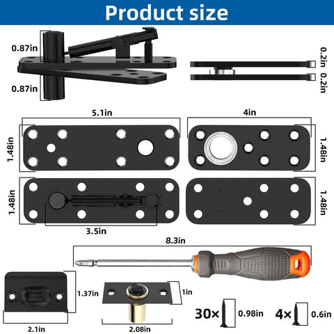 Hidden Door Hinge 304 Stainless Steel Built Tough With 570 Lbs Load Capacity, 360 Degree Rotation, product dimensions diagram