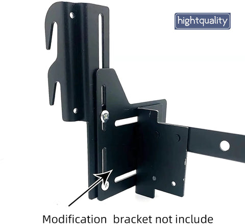 Rock Solid Bolt On To Hook On Bed Frame Conversion Brackets 4 Pack For Headboard Or Footboard Upgrade Kit With Heavy Duty Black Steel Hardware detail showing mounting slots and adjustment holes.