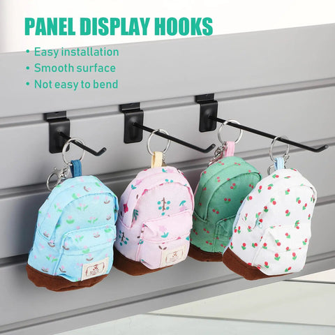 Bulk Slatwall Hooks Set 200 Pcs Metal Hanging Panel Display Hangers For Garage, Shop, And Retail Use Includes 4 Inch 6 Inch And 8 Inch Black Hooks Heavy Duty holding mini backpacks