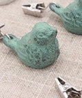 4 Pack Vintage Tablecloth Weights With Clip On Hangers Featuring Rust Proof Green Bird Heavy Duty Cast Iron Windproof Tablecloth Weights