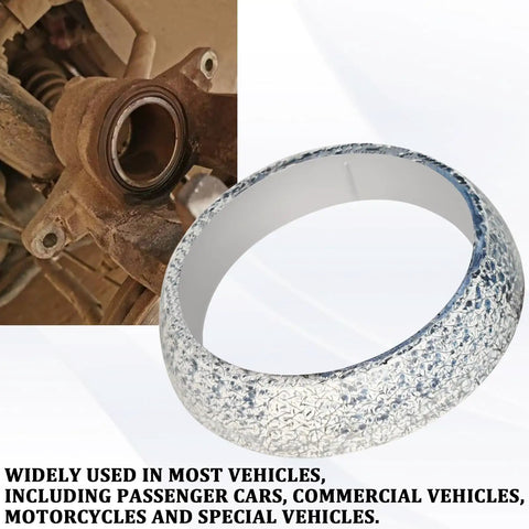 Exhaust Donut Gasket 2 Pack 2.5 Inch Graphite Material shown with vehicle exhaust pipe for leak prevention.