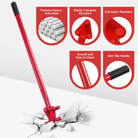 Essential Manual Rebar Bender Tool With Anti Slip Design For Heavy Duty Steel Bending And Construction Projects features a red steel handle.