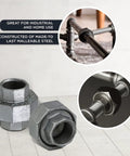 1-1/2 Inch Galvanized Malleable Iron Straight Union With Female Threaded Ends, 150 Lb Rating, Heavy Duty Pipe Fitting For Plumbing, UL ULC FM Approved on threaded pipe ends