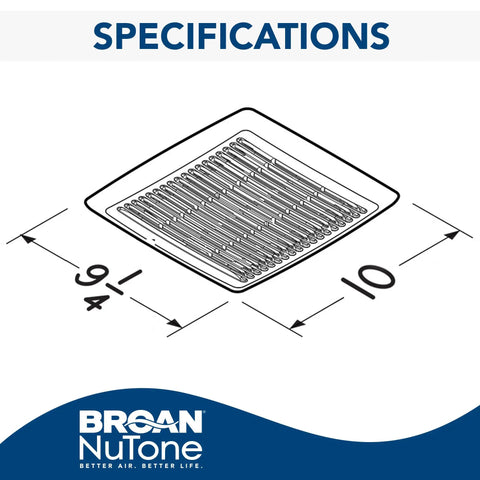 Replacement Grille Cover For Roomside Series Bathroom Vent Fans White Finish Easy Install No Fuss Snap On Retrofit Style Fits Housing Nine And A Quarter By Ten Inches with specifications diagram