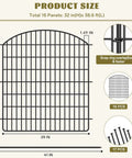 Diagram of No Dig 16 Panel Garden Fence With Gate For Outdoor Pets And Kids Rustproof Metal Garden Edging Border dimensions.