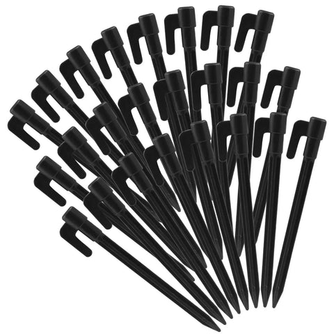 24 Pack 5.7 Inch Plastic Tent Stakes For Tents And Canopies, Durable Beach Tent Pegs In Black, Heavy Duty Outdoor Camping Stakes With 0.86 Inch Wide Base