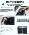 Instructions for Automatic Electric Portafilter Cleaner For Coffee Grounds Handles Espresso Pucks With Zero Sweat Easy Drop Off Knock Box.
