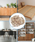 Various DIY projects showcasing use of 100 Pcs Wooden Dowels Set with 50 M6 and 50 M8 Fluted Dowels for Crafts Furniture DIY Woodworking