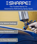 Person using Mini HVLP FX1000 Paint Spray Gun With 1.4 Mm Nozzle Two Finger Control for precise painting on vehicle surface.