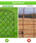 Comparison of rustproof 10 Pack Decorative Garden Fence Panels, 24 Inch High, 10 Feet Long When Connected to rusty wire fence