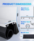 Garage Door Seal Kit For Steel Wood And Aluminum Doors With 2 Inch Brush And U Plus O Rubber Weatherstripping, diagram and dimensions.