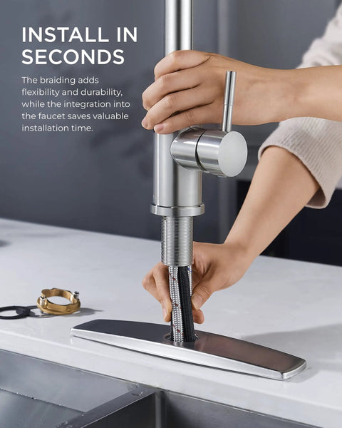 Brushed Nickel Kitchen Faucet With Pull Down Sprayer Built For No Fuss Real Life Heavy Duty High Arc Single Handle installation