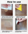 Steps to use Walnut Wood Filler Putty 9.87 Oz Stainable And Paintable Repair Kit For Furniture Floors And Cabinets Quick Fix For Cracks