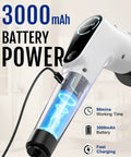 Electric Spin Scrubber With 8 Replaceable Brush Heads Extension Handle 2 Speed Power Cleaning Tool For Shower Bathtub Tile And Grout 90 Minute Run Time White, showing battery power display.