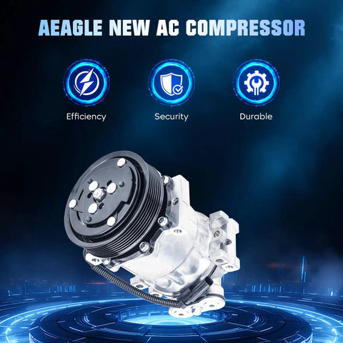 High Performance Ac Compressor With Clutch For Dodge Ram 1500 2500 3500 Durango Dakota Ramcharger 94-01 3.7 3.9 4.7 5.2 5.9 8.0 L close-up view