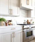 Champagne Bronze Cabinet Pulls 5 Inch 128mm 10 Pack Solid Zinc Alloy Drawer Handles on white kitchen cabinets