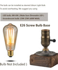 Vintage Table Lamp With Industrial Dimmable Night Light And Steampunk Desk Lamp E26 Socket on Rustic Wood Base