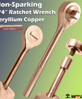 Heavy Duty Badass Non Sparking Beryllium Copper 3/4 Inch Drive Socket Set 14 Piece Kit With Ratchet Wrench, showing 3/4" ratchet and handle.