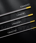 Lanthanated TIG Welding Tungsten Electrodes 1.5 Percent WL15 Gold 3 Thirty Second Inch By 7 Inch Ten Pack sizes on display