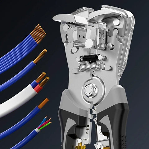 Heavy Duty Auto Wire Stripper And Crimping Tool For 0.2 To 10 Mm2 Wires One Second Stripping With No Core Damage Automatic Opening Multi Function Cutting And Crimping Adjustable Gauge, steel, for electrical wiring