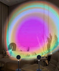 Sunrise Mood Lamp With Remote, 16 Color Changing Sunset Projector for bedroom casting colorful rainbow effect on wall