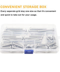 Heavy Duty 50 Piece 1/4 20 Phillips Pan Head Machine Screw Kit With Ridiculously Tough 304 Stainless Steel in storage box.