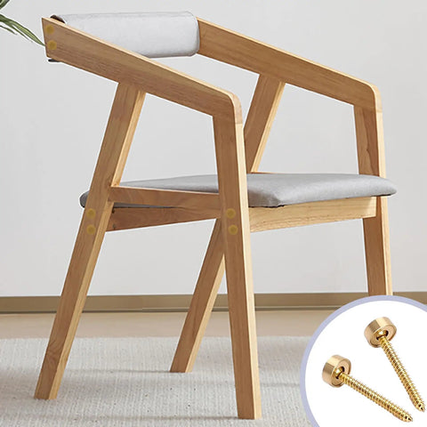 Top Notch Brass Screw Covers And Decorative Caps Set With Mirror Finish Hardware Kit and Self Tapping Screws for a wooden chair.