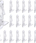 24 Pack Clear Plastic Self Locking Shelf Pegs Zero Hassle Install Cabinet Pins for kitchen wood shelves and bookcases.