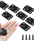 Mini Pure Copper Hinges 30 Pack Black Decorative Butt Hinges For Jewelry Boxes Cabinets Great Value DIY Replacement 24x18mm 0.7 Inch Anti Rust Corrosion Resistant Vintage Style Hinges Plus 120 Mounting Nails, shown in hand and separately with screws.
