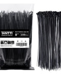 8 Inch Black Zip Ties Heavy Duty 50 Pound Tensile Strength 100 Pack Industrial Grade Cable Ties UV Resistant Nylon 66