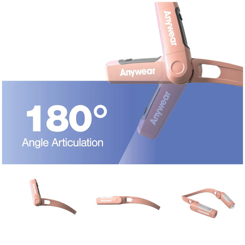 Bright Magnetic Neck Light 2 Pack With Detachable Lights For Hands Free Use, showing 180-degree articulation, rose color
