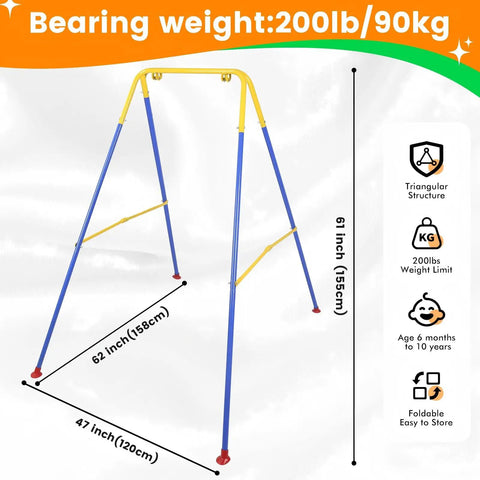 Heavy Duty Metal A Frame Swing Stand For Baby With Foldable Frame Indoor Outdoor Hammock Chair Stand Non Slip Feet