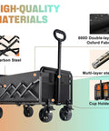 Heavy Duty Foldable Wagon Cart With 360lb Capacity All Terrain Portable Utility Cart on Wheels, carbon steel frame, oxford fabric.