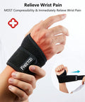 Black air mesh wrist brace for carpal tunnel pain relief with breathable compression on wrist, adjustable fit for right or left hand.