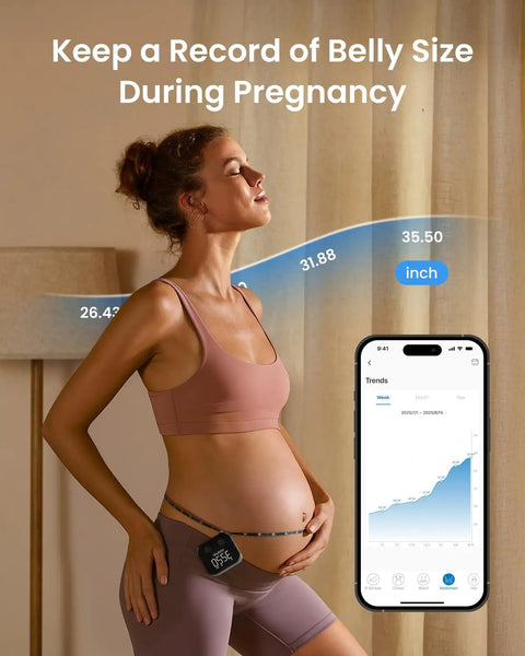Your Go To Smart Body Measuring Tape With Bright LED Display And Rechargeable Battery tracking pregnancy belly size