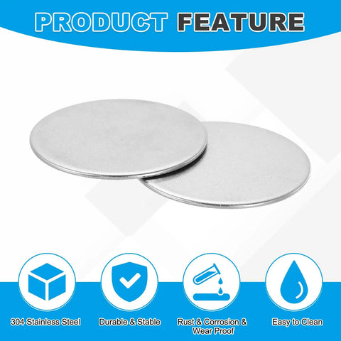 Stainless Steel Round Disc Blanks 30mm Diameter 4mm Thick Engraving Ready 12 Pack displayed with durability features